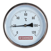 ROMMER Термометр биметаллический 100 мм 120 градусов с погружной гильзой 100 мм 1/2 — фото, характеристики, купить в PUSHKIN-CLIMBO