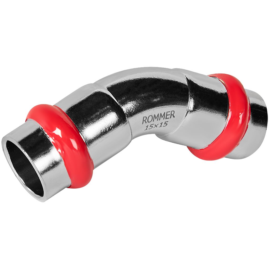 Угольник ROMMER 45° ВПр-ВПр, 15, из нержавеющей стали прессовой — фото, характеристики