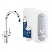 Смеситель для кухни GROHE Blue Home с функциями фильтрации, охлаждения и газирования водопроводной воды (фильтр в комплекте), хром (31455000) — фото, характеристики, купить в PUSHKIN-CLIMBO