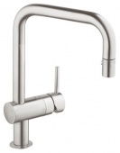 Смеситель для кухни GROHE Minta с выдвижным U-изливом/лейкой, 32322DC0 — фото, характеристики, купить в PUSHKIN-CLIMBO