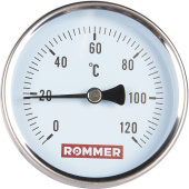 ROMMER Термометр биметаллический 80 мм 120 градусов с погружной гильзой 75 мм 1/2 — фото, характеристики, купить в PUSHKIN-CLIMBO