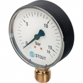 STOUT Манометр радиальный. Корпус Dn 80 мм 1/2", 0...16 бар, кл.2.5 — фото, характеристики, купить в PUSHKIN-CLIMBO