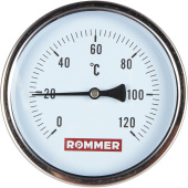 ROMMER Термометр биметаллический 100 мм 120 градусов с погружной гильзой 75 мм 1/2 — фото, характеристики, купить в PUSHKIN-CLIMBO