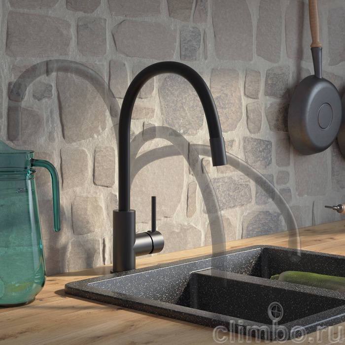 Смеситель для кухни, черный матовый, Kitchen 360, IDDIS — фото товара