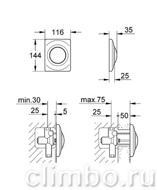 Панель смыва для писсуара GROHE Surf (1 режим смыва), 37018SH0 — фото товара