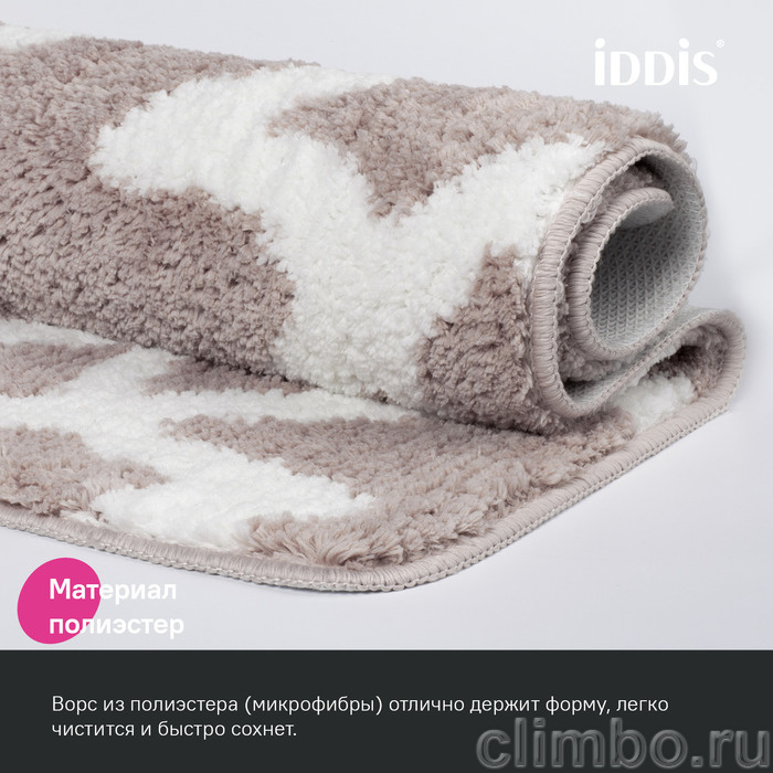 Коврик для ванной комнаты, 50x80, микрофибра, серо-коричневый, IDDIS, — фото товара
