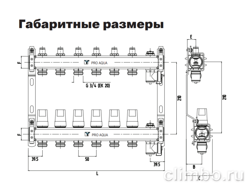 PRO AQUA Коллекторный блок с регулировочными клапанами, 10 выходов — фото товара