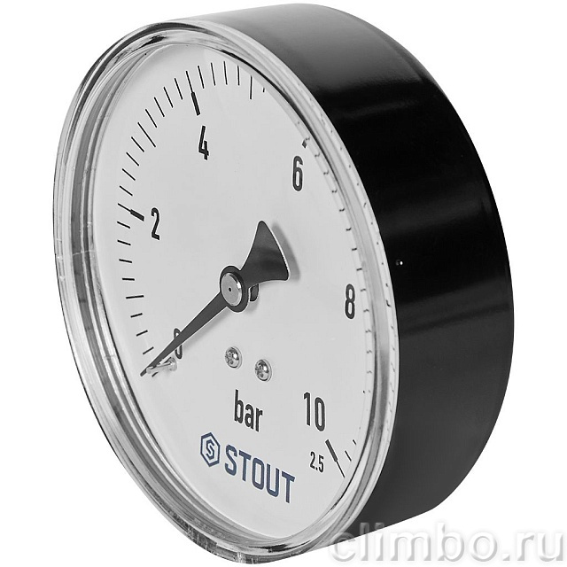 Манометр аксиальный STOUT корпус Dn 100 мм 1/2 , 0...10 бар, кл.2.5 — фото, детали конструкции