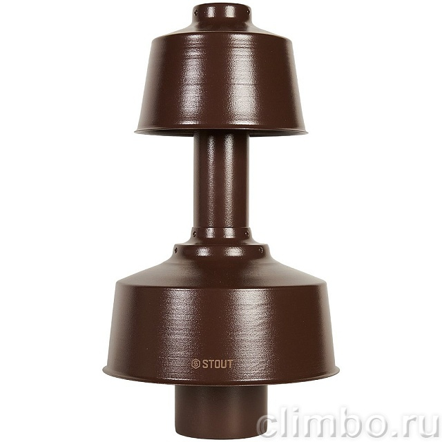 STOUT Оголовок вертикальный с ветрозащитой конденсац. коакс. D60(п)/100(п) КОРИЧНЕВЫЙ широкий — фото, детали конструкции