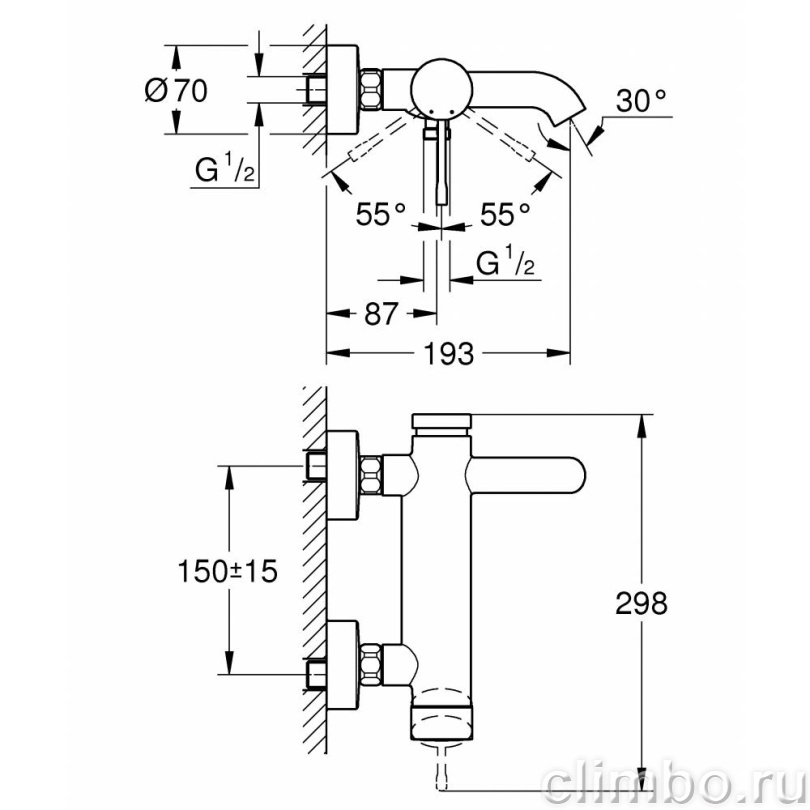 Смеситель для ванны GROHE Essence New, темный графит матовый (33624AL1) — фото товара
