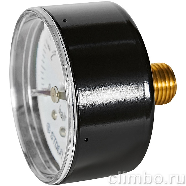 Манометр аксиальный STOUT корпус Dn 50 мм 1/4 , 0...10 бар, кл.2.5 — фото, детали конструкции