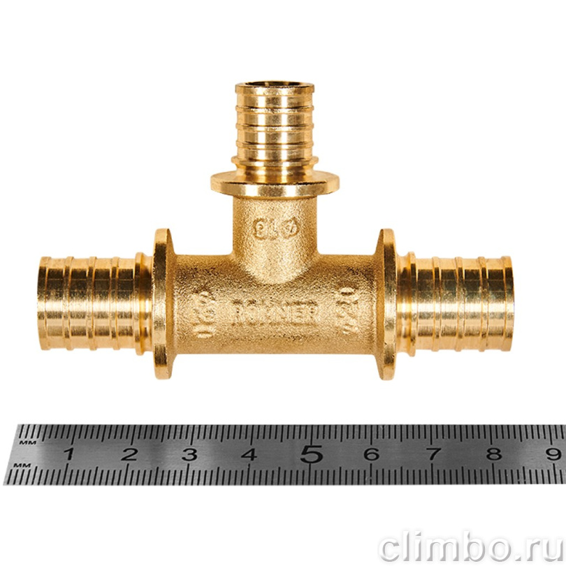 Тройник переходной ROMMER 20x16x20 для труб из сшитого полиэтилена аксиальный — фото, детали конструкции