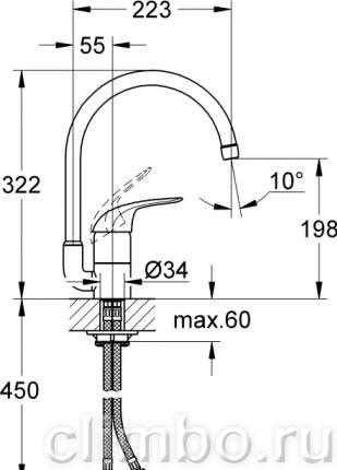 Смеситель для кухни GROHE Euroeco с высоким изливом, 32752000 — фото товара
