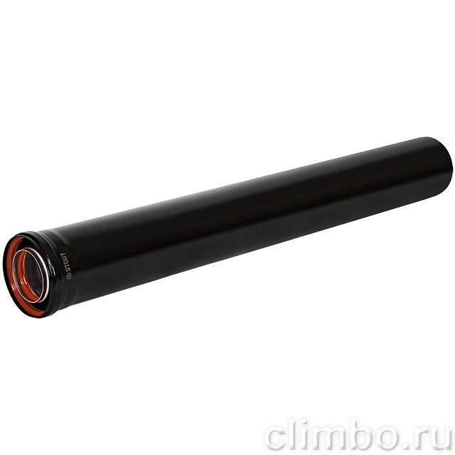STOUT Удлинитель дымохода традиц. коакс. D80(п-м)/125(п-м), L1000, ЧЕРНЫЙ — фото, детали конструкции