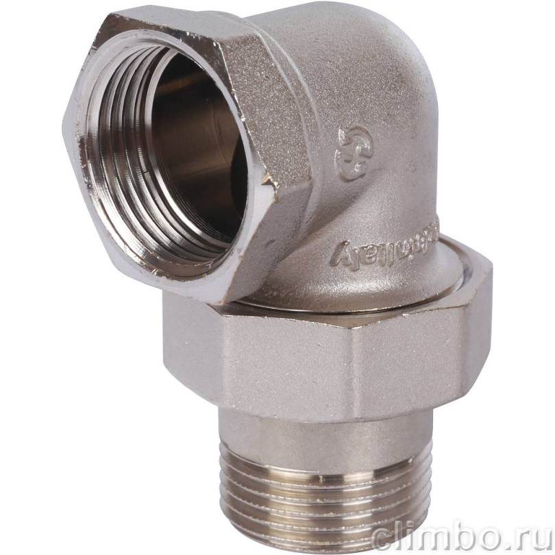 STOUT Угловая американка ВН, уплотнение o-ring кольцо, никель. 1" — фото товара