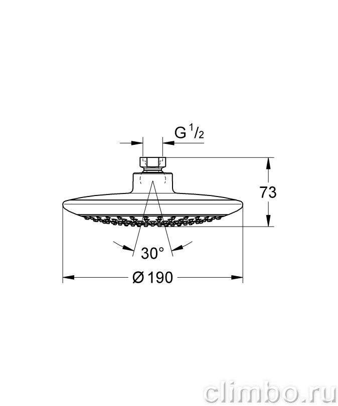 Верхний душ GROHE Rainshower Solo, 1 режим, диаметр 190 мм, 27436000 — фото товара