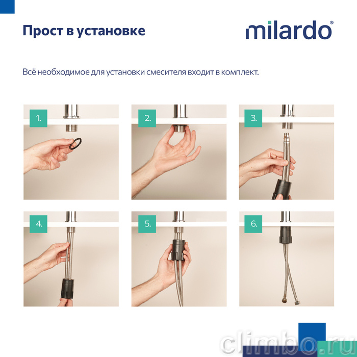 Смеситель для кухни с гибким изливом, белый матовый, Meal, Milardo, M01WT0FM05 — фото товара