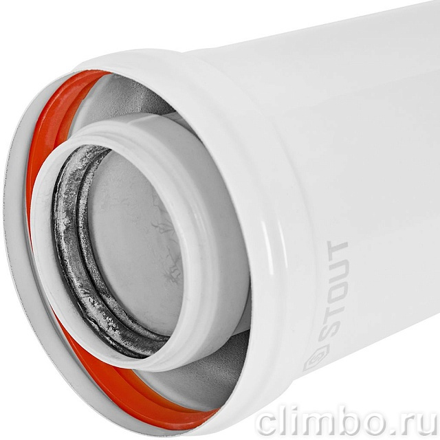 STOUT SCR-8610-001000 STOUT Удлинитель дымохода конденсац. коакс. D60(п-м)/100(п-м), L1000 — фото, детали конструкции