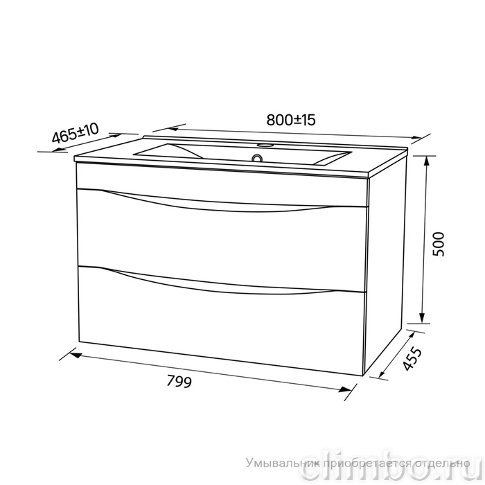 Тумба подвесная, белая, 80 см, Cloud,  IDDIS, CLO80W0i95. Подходит умывальник: 0138000i28 — фото товара