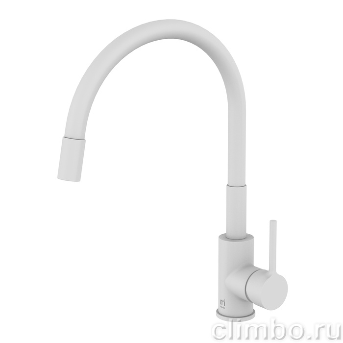 Смеситель для кухни с гибким изливом, белый матовый, Meal, Milardo, M01WT0FM05 — фото товара