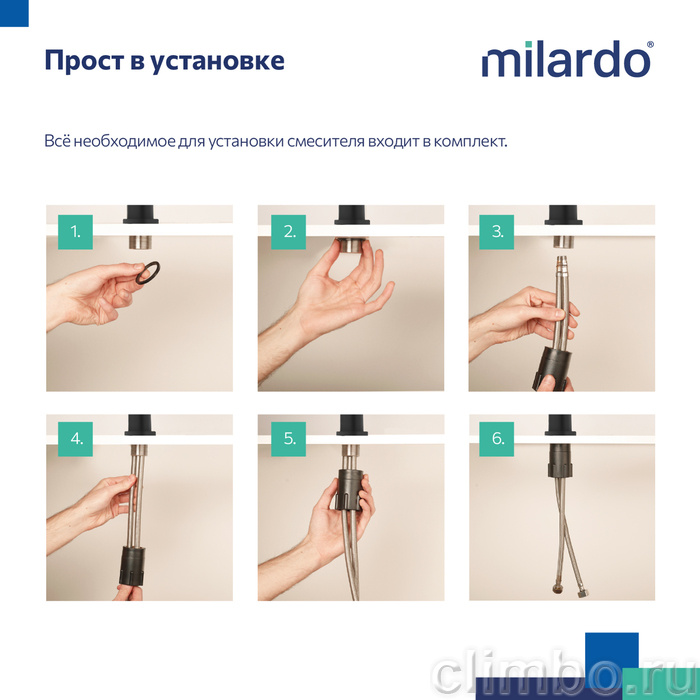 Смеситель для кухни, черный матовый, Rora, Milardo, RORBL0JM05 — фото товара